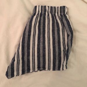 Blue & White striped Linen Shorts